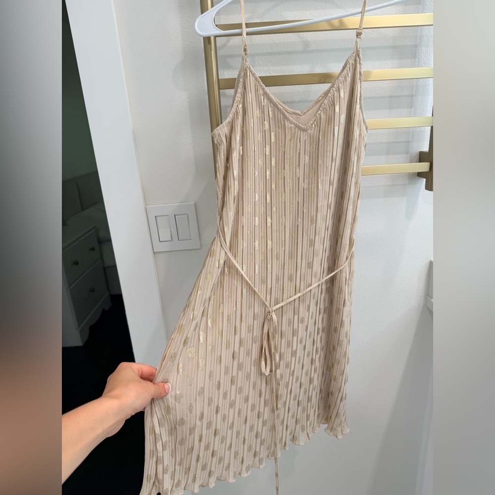 Express Beige and Gold Striped Dress. Fits size S/4